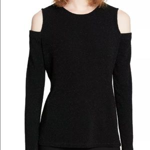 CALVIN KLEIN Gold Metallic Cold Shoulder Shirt Top